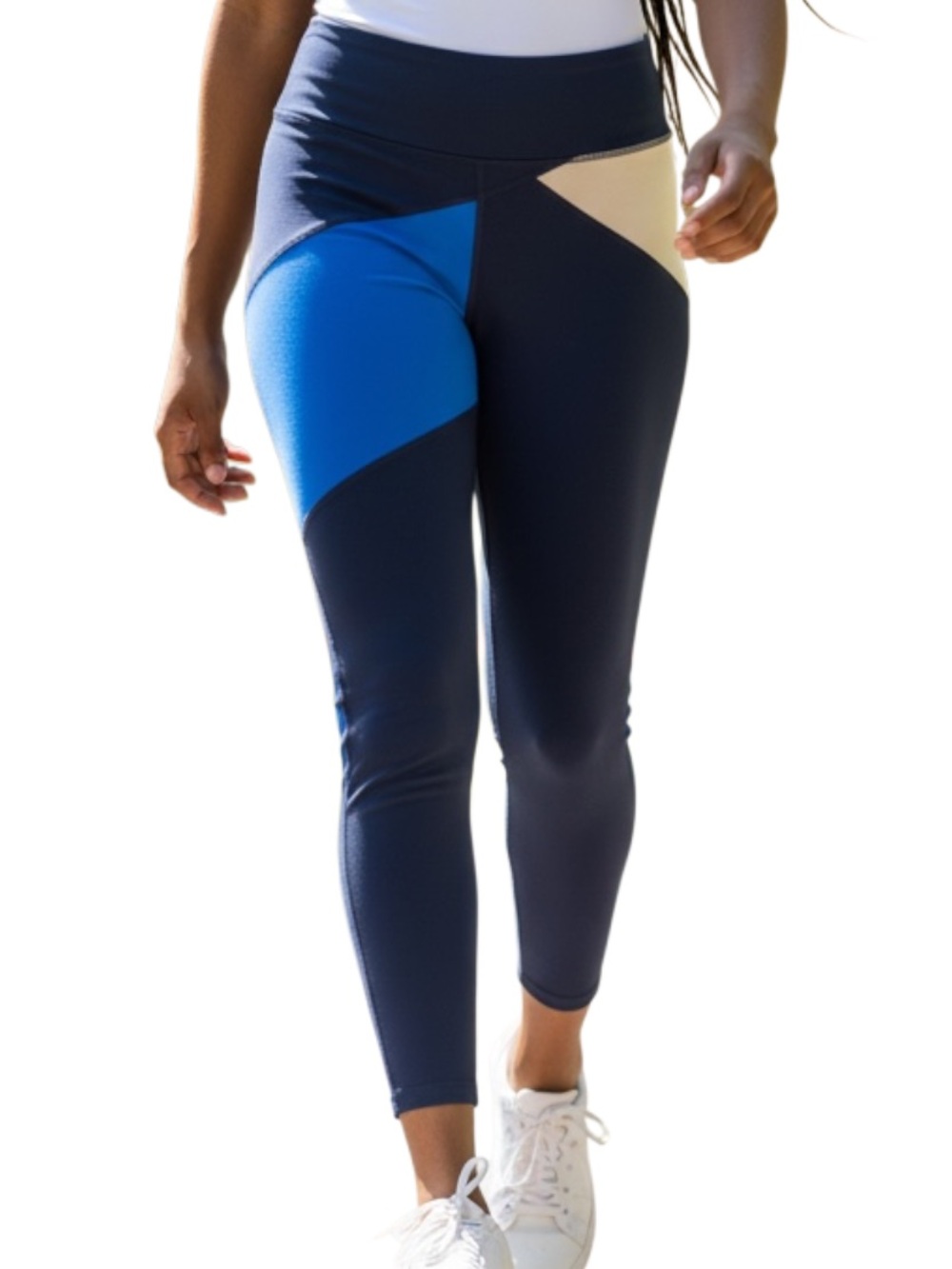 JoyLab Navy, Blue & Cream Colorblock High-Waist Leggings